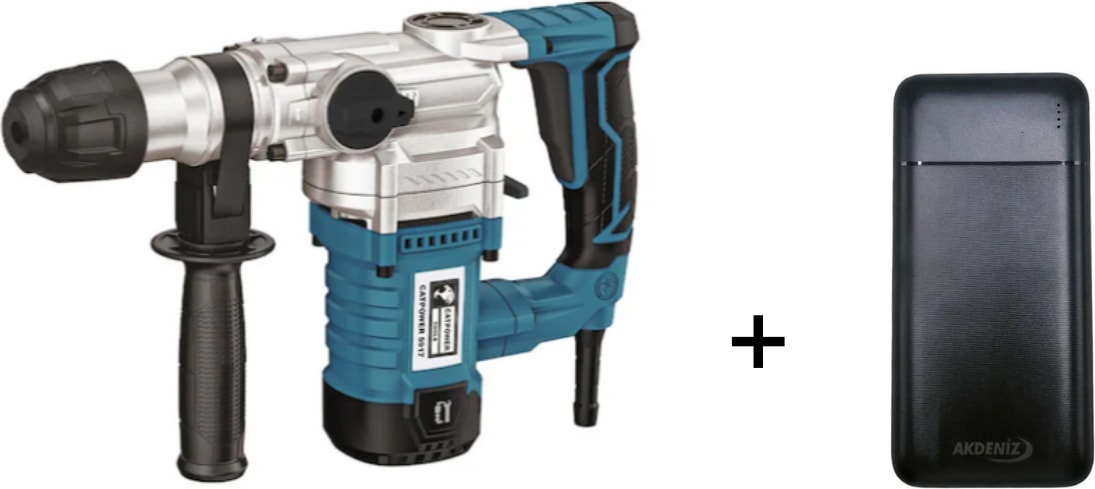 CAT POWER 5917 Sds Plus 5 kg 1050 W Kırıcı Delici Matkap + Akdeniz Taşınabilir Şarj Cihazı (Model: S125Q)
