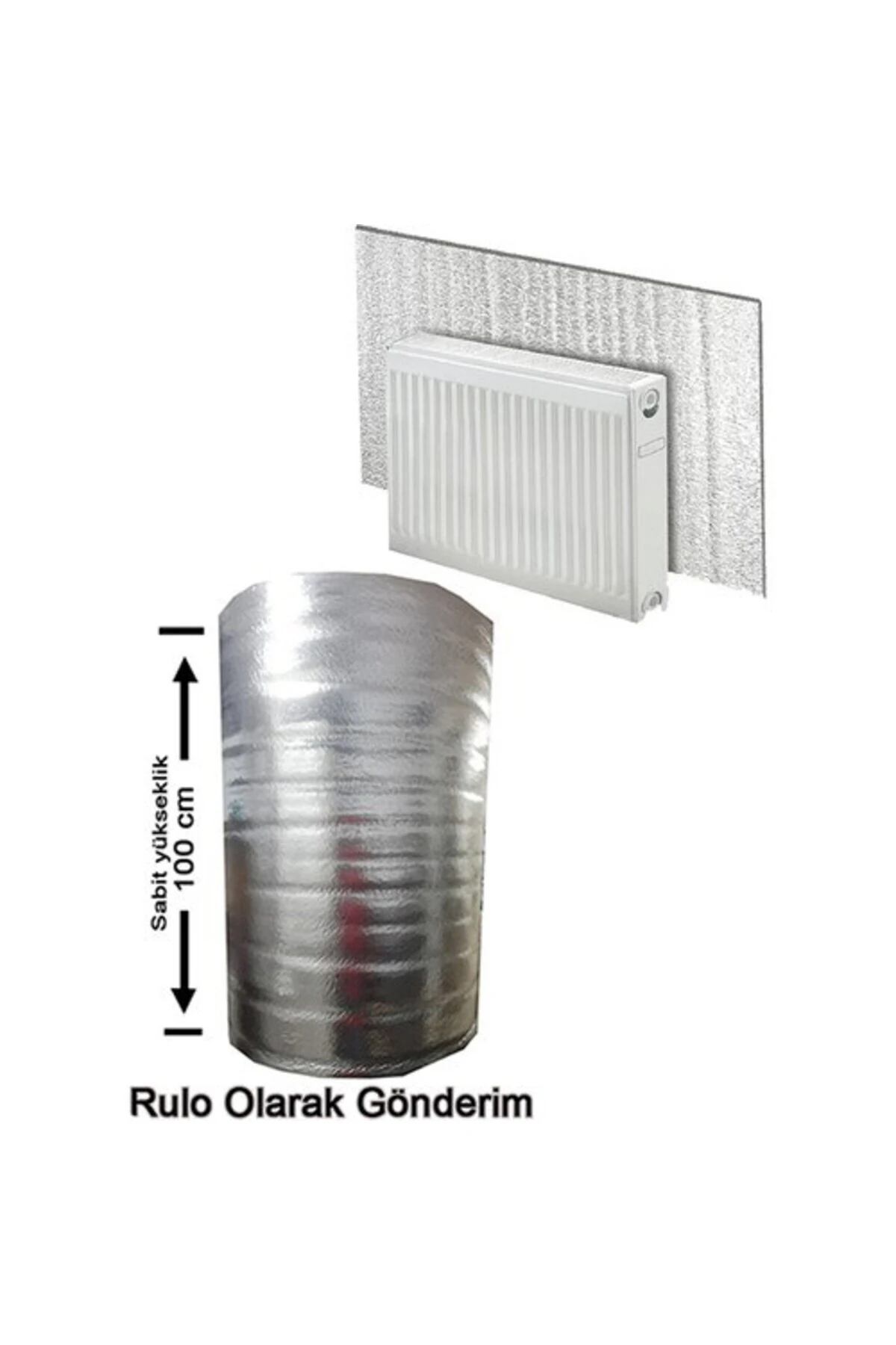 3metre*100cm 10 mm Alüminyum Folyolu Kalorifer, Radyatör Petek Arkası Isı Yalıtımı İzolasyon Levhası