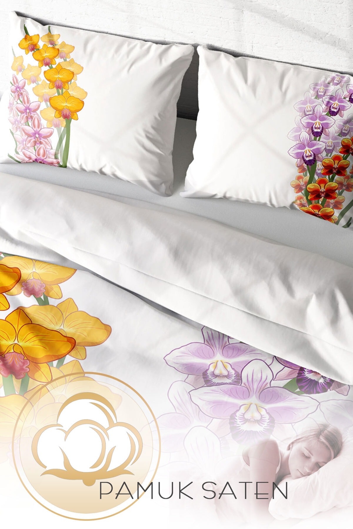Kıng Sıze Orchid Naturel Çift Kişilik Nevresim Takımı 220x240cm