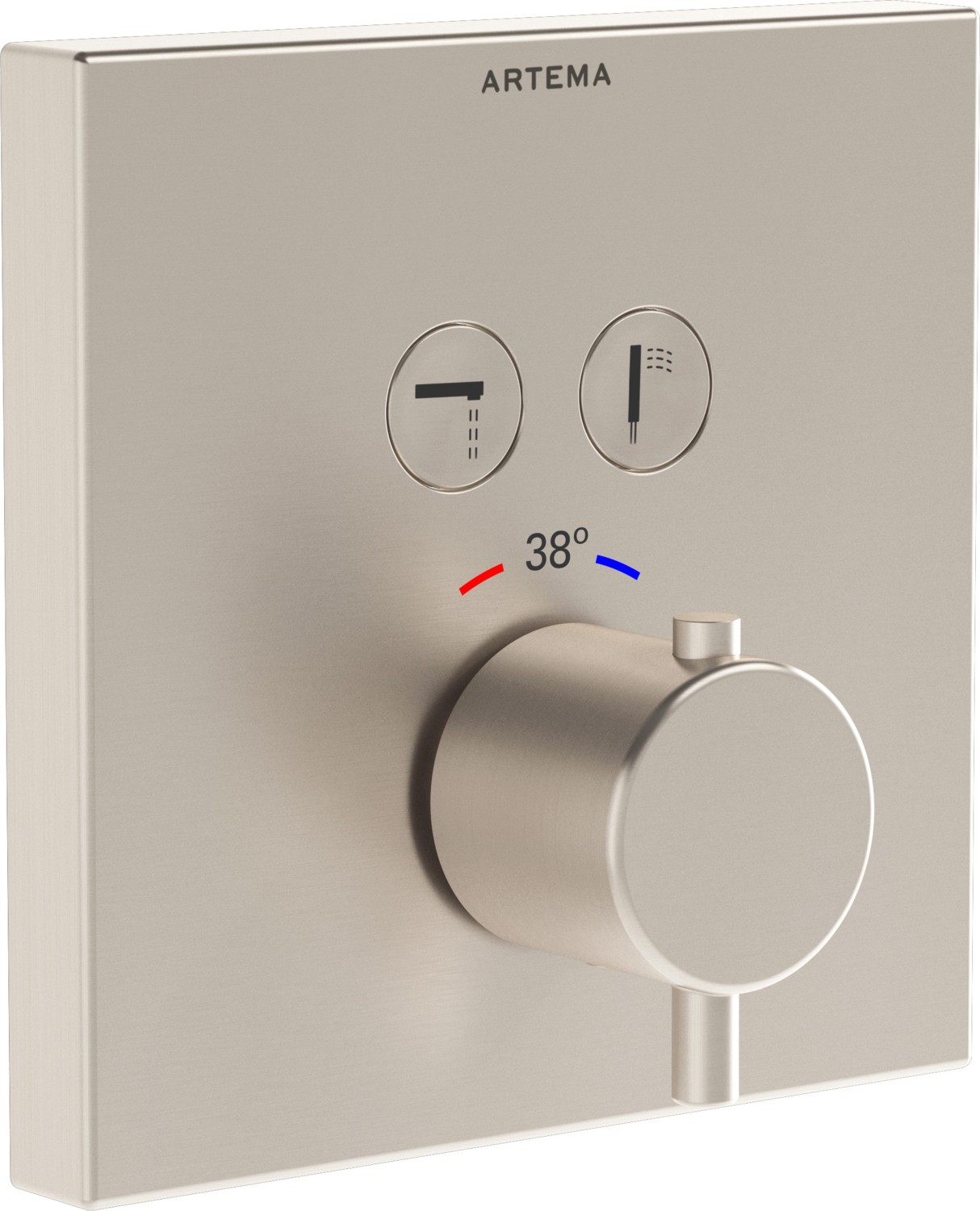 AquaHeat A4274634 Square Ankastre Termostatik Banyo Bataryası, Fırçalı Nikel