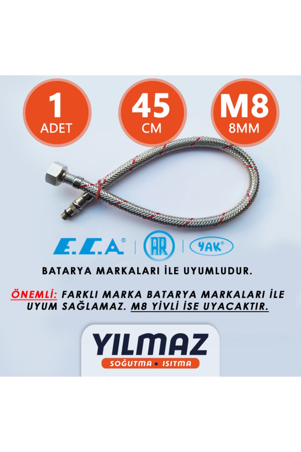 Batarya Bağlantı Fleksi - Hortumu, Sıcak (kırmızı) - 45cm, M8