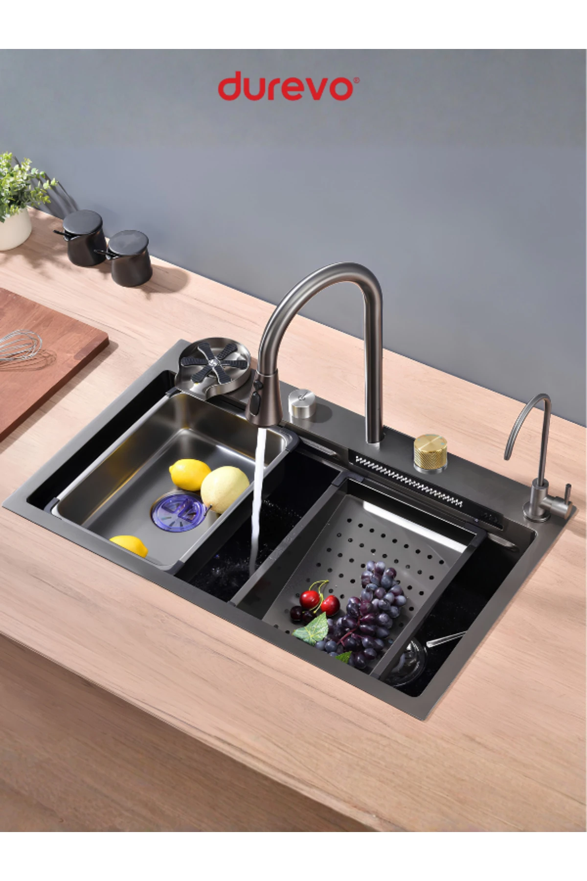 Mutfak Evyesi -Teknolojik Akıllı Eviye Sus304 Paslanmaz Çelik 3 mm Kalınlık PVD yüzey