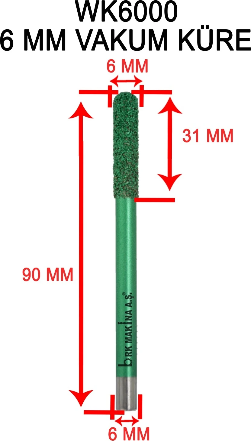 Mermer Granit Vakum Küre Freze 6 mm