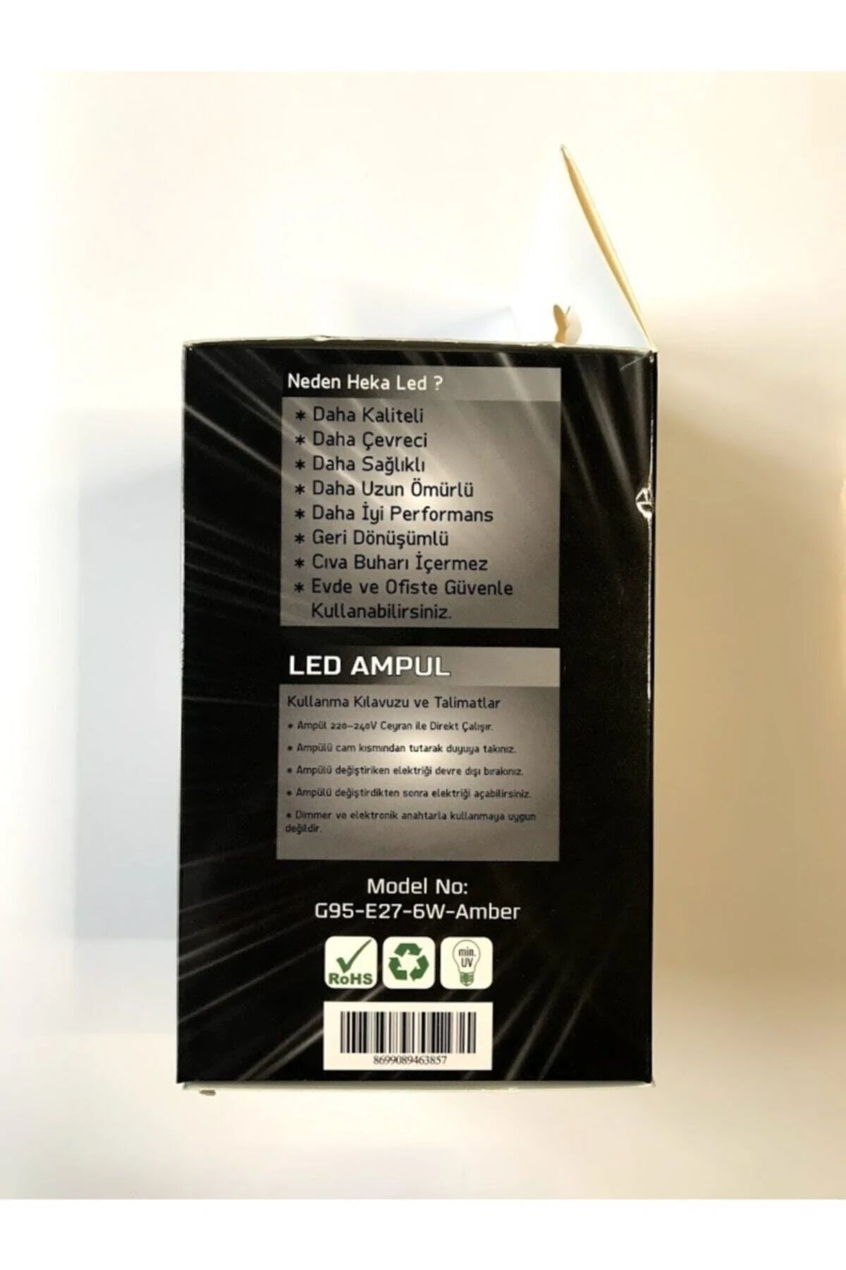 Dekoratif Yuvarlak G95 Globe Model 6w Rustik Led Ampul E27 Normal Duylu Amber Rengi