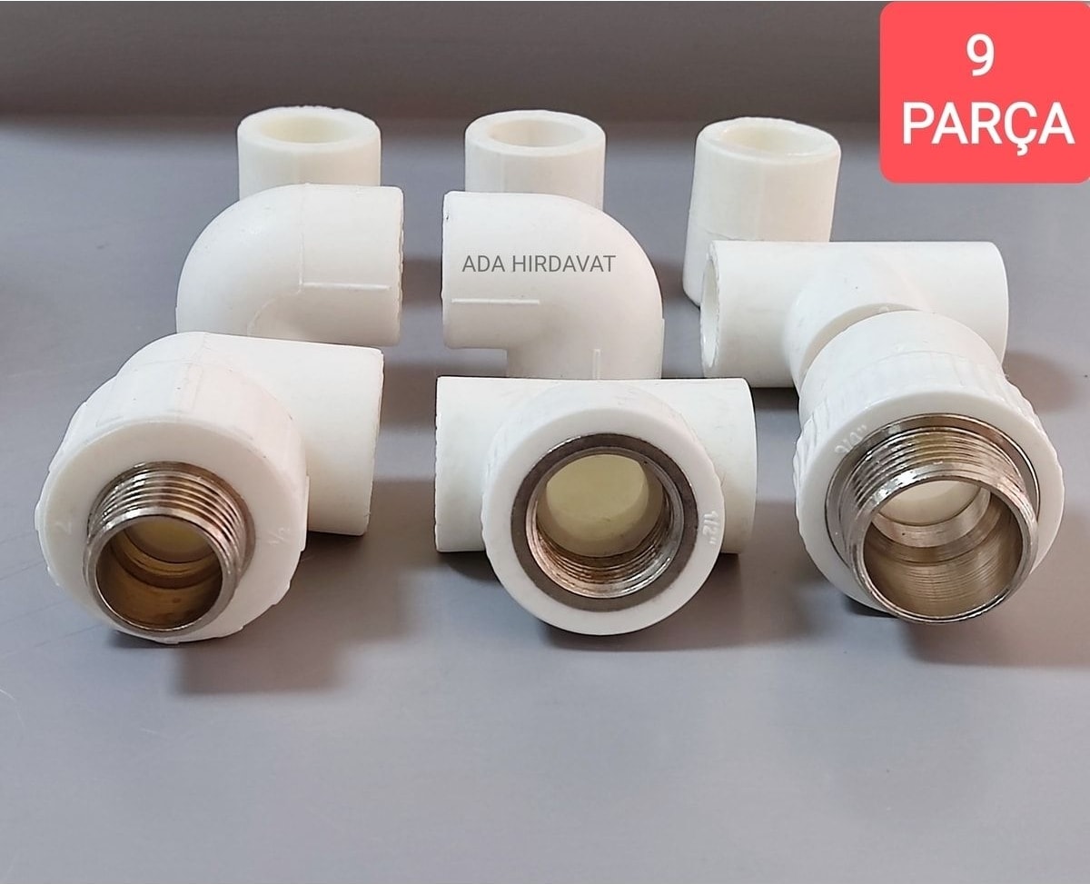 Pvc Boru 20*1/2 Pprc Kalorifer Doğalgaz Su Tesisatı Bağlantı Parçaları Seti ** 9 Parça