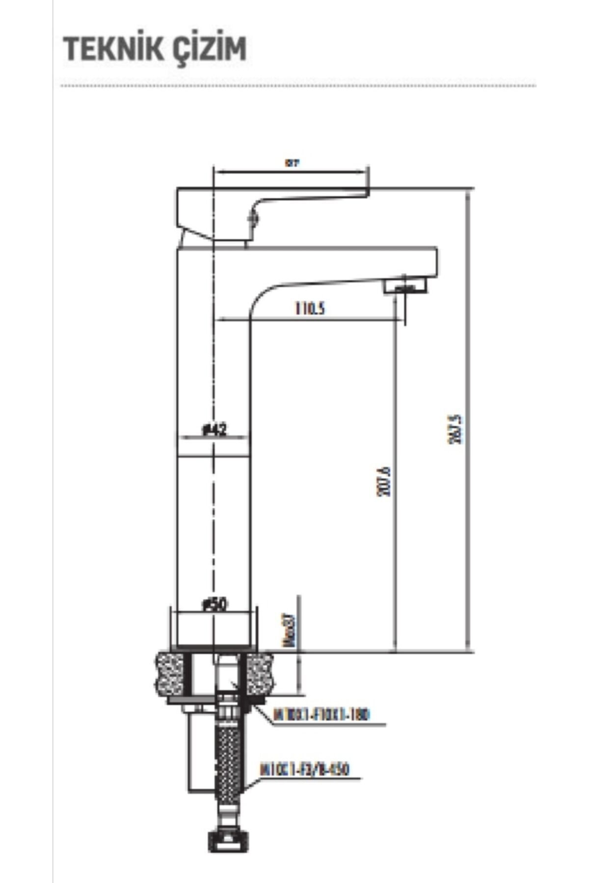 Sr6500 Sharp Uzun Lavabo Bataryası Krom