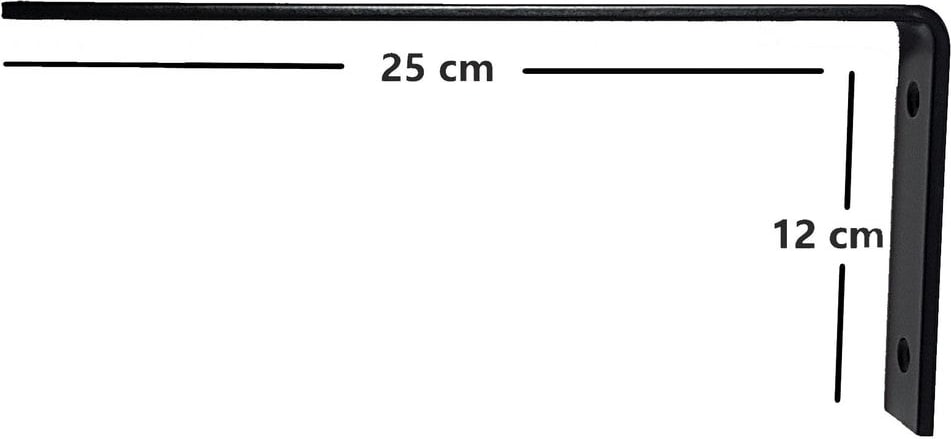 Raf Altı Ayak Raf Tutucu Ters L Demir 12 x 25 cm Siyah Montaj Aparatı (2 Adet)