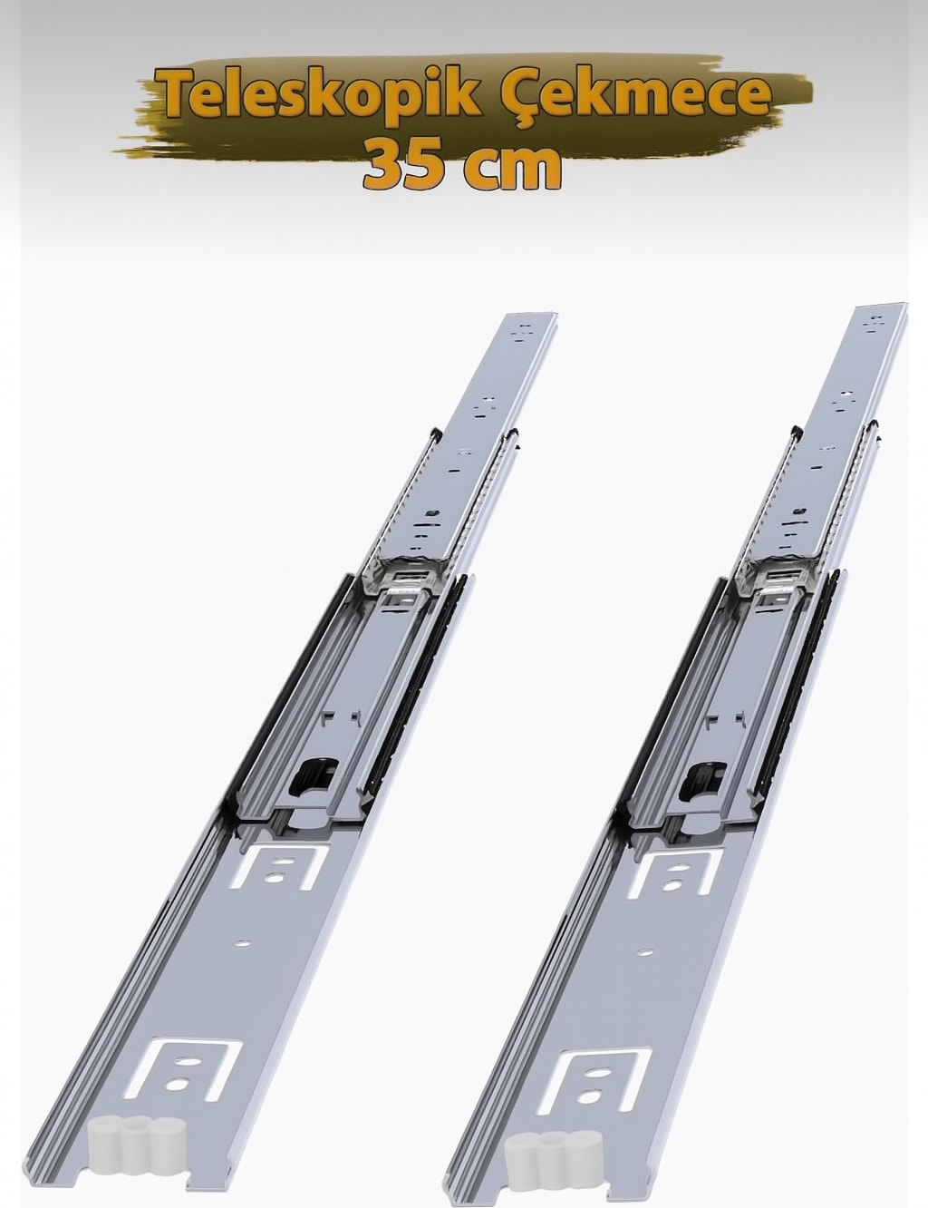 Teleskopik Bilyalı Çekmece Rayı 35 Mm, 35 cm (1 Takım)