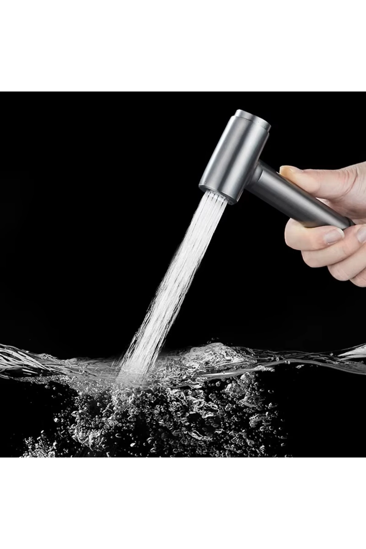 Banyo Bide Basınçlı Püskürtücü Taharet Musluğu Klozet Hortumu Antrasit Renk İthal 7 Yıl Garantili