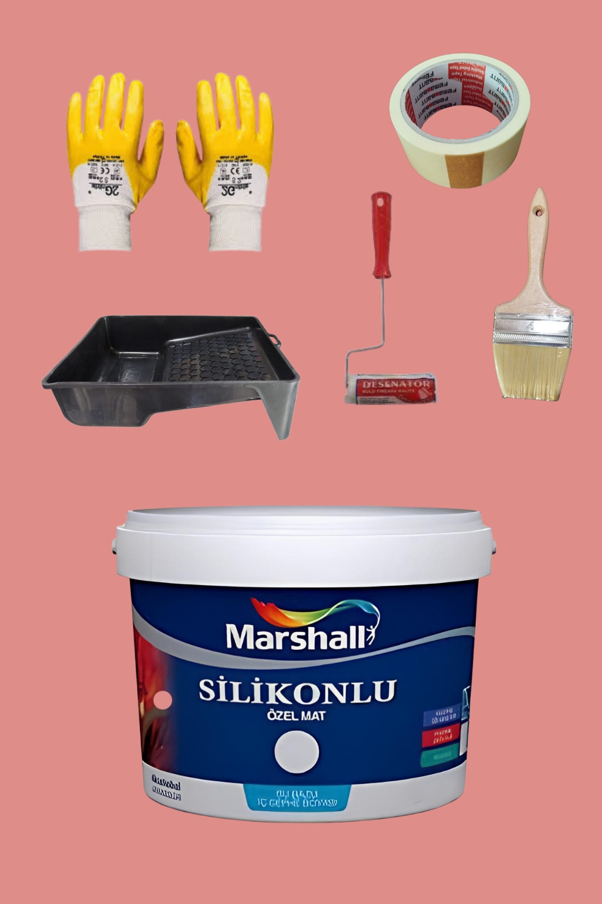 5'li Set Silikonlu Özel Mat Duvar Boyası Alev 50 Çeşit Renk 2.5lt