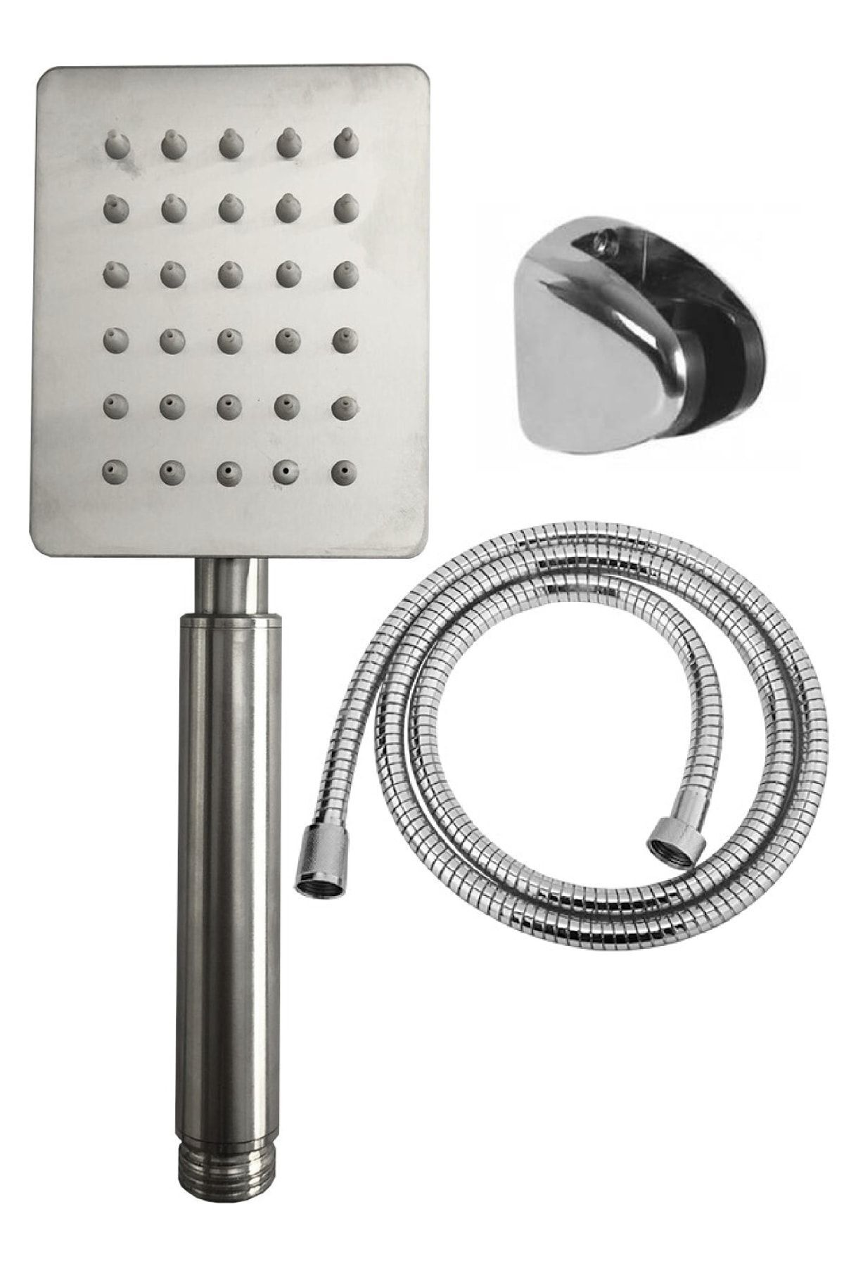 Shine Krom Paslanmaz Duş Başlığı + Duş Hortumu + Mafsal Duş Takımı Duş Seti