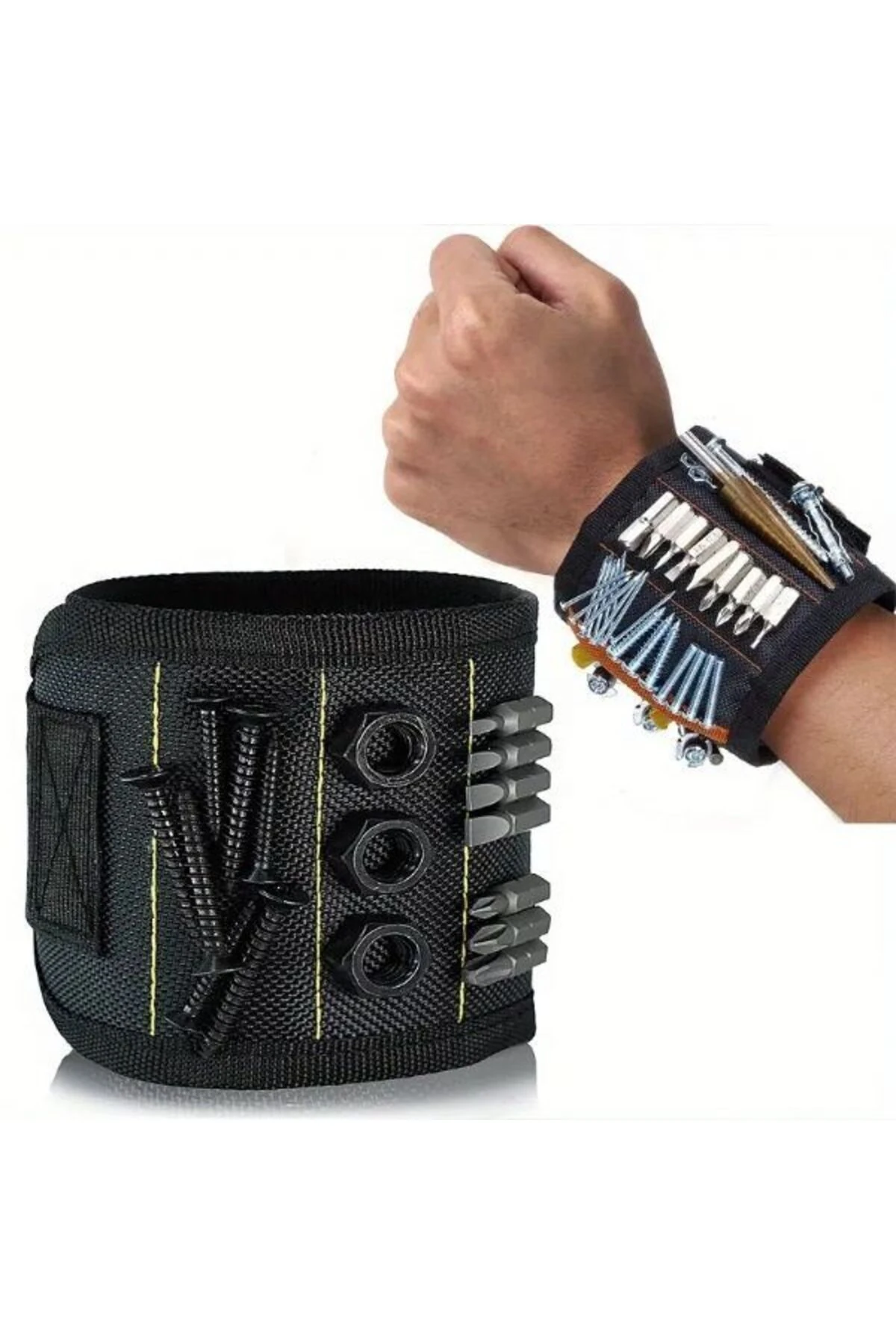 Ricevitore Manyetik Bileklik-10 Güçlü Mıknatıslı Profesyonel Vida Tutucu Bileklik(Universal Beden)