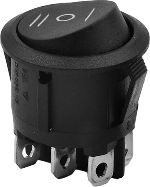 Yuvarlak Anahtar On-Off-On 6p Siyah (IC-134-6)