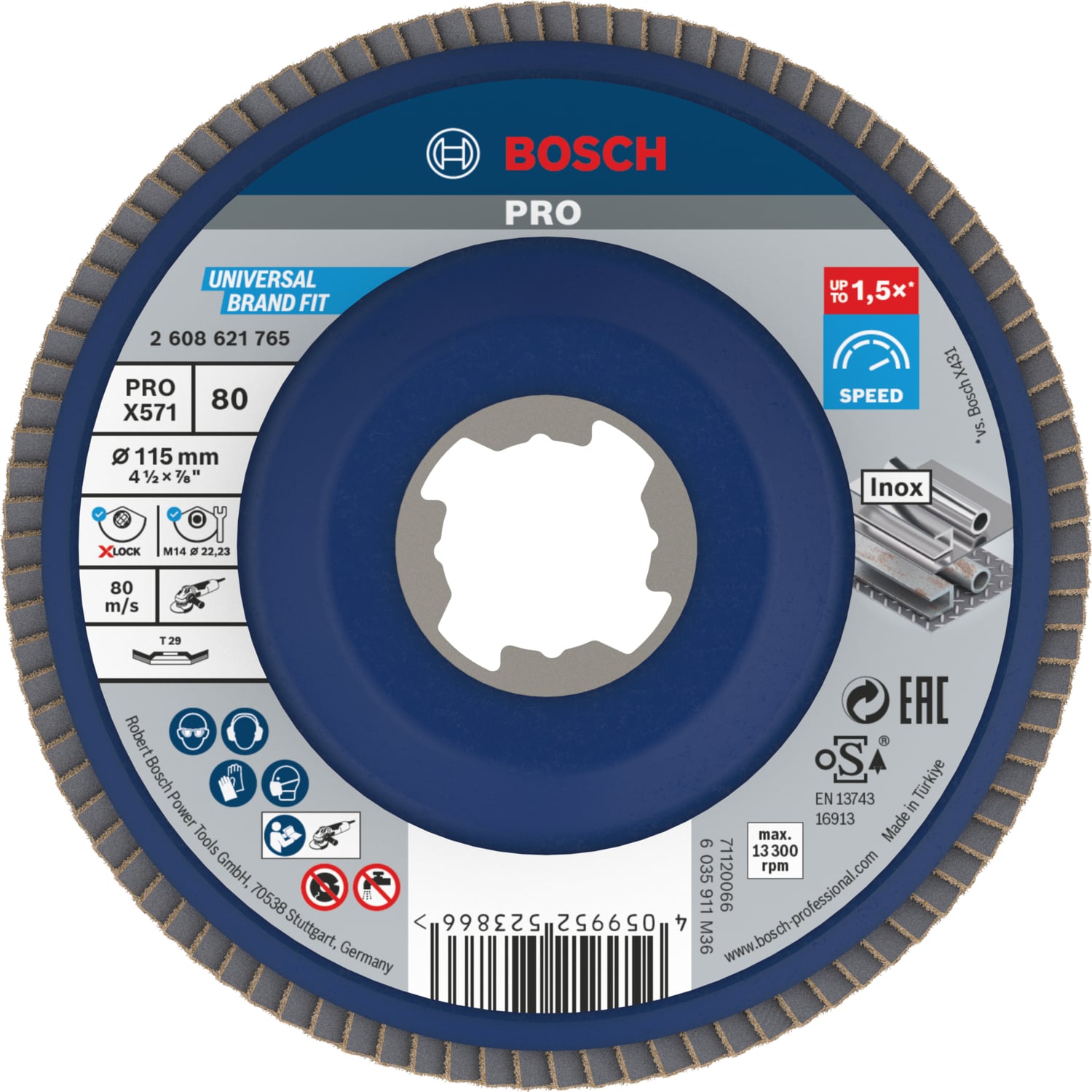 - X-Lock - 115 mm 80 Kum Best Serisi Düz Plastik Tabanlı Metal Flap Zımpara Diski