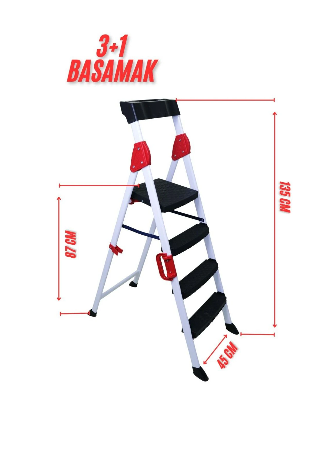 3+1 Basamaklı Katlanır Plastik Basamaklı Merdiven | Hafif ve Taşınabilir Ev Tipi Merdiven