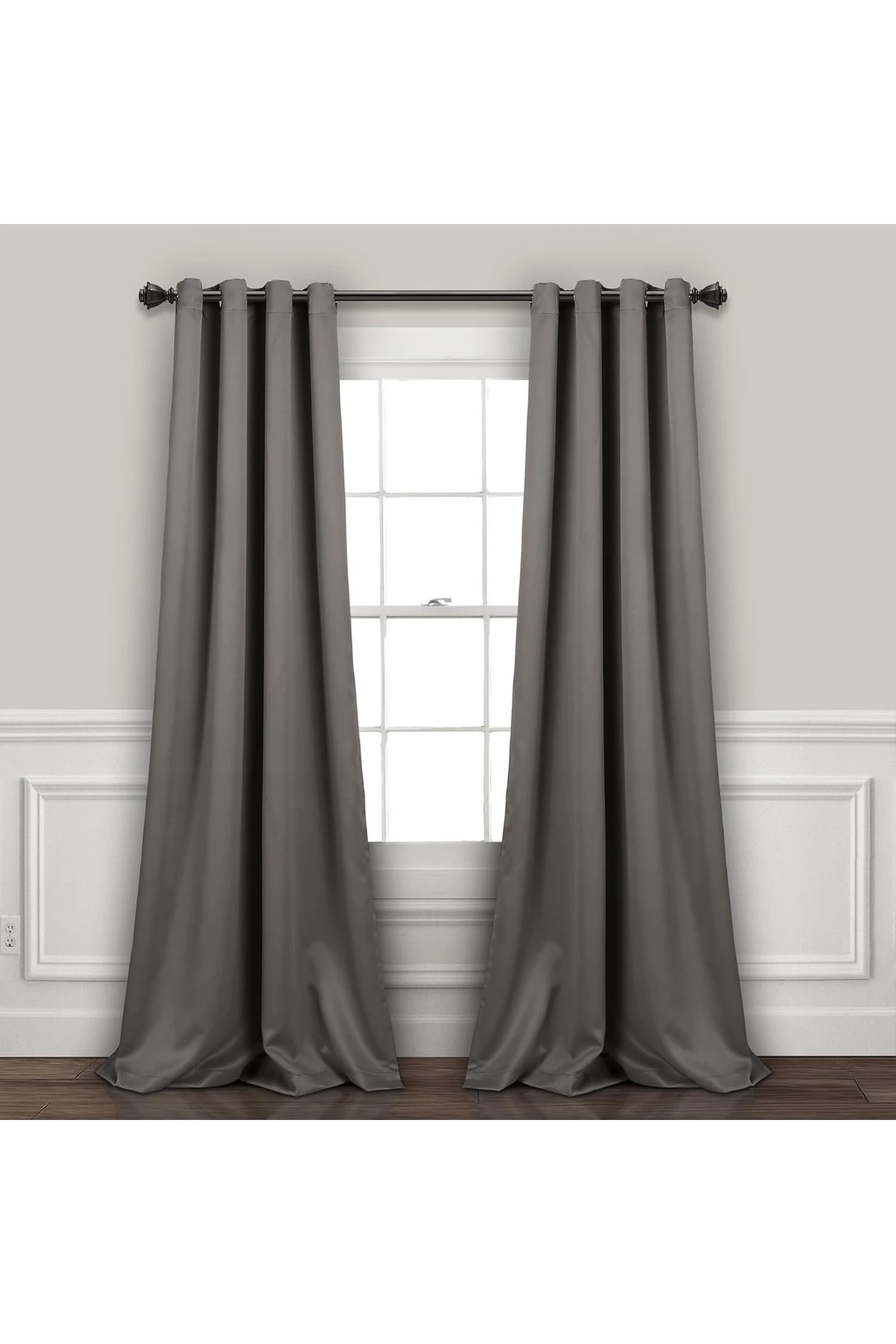 Lüks Karartmalı Fon Perde Metal Halkalı, Isı İzolasyonlu, Koyu Gri, 132 cm x 213