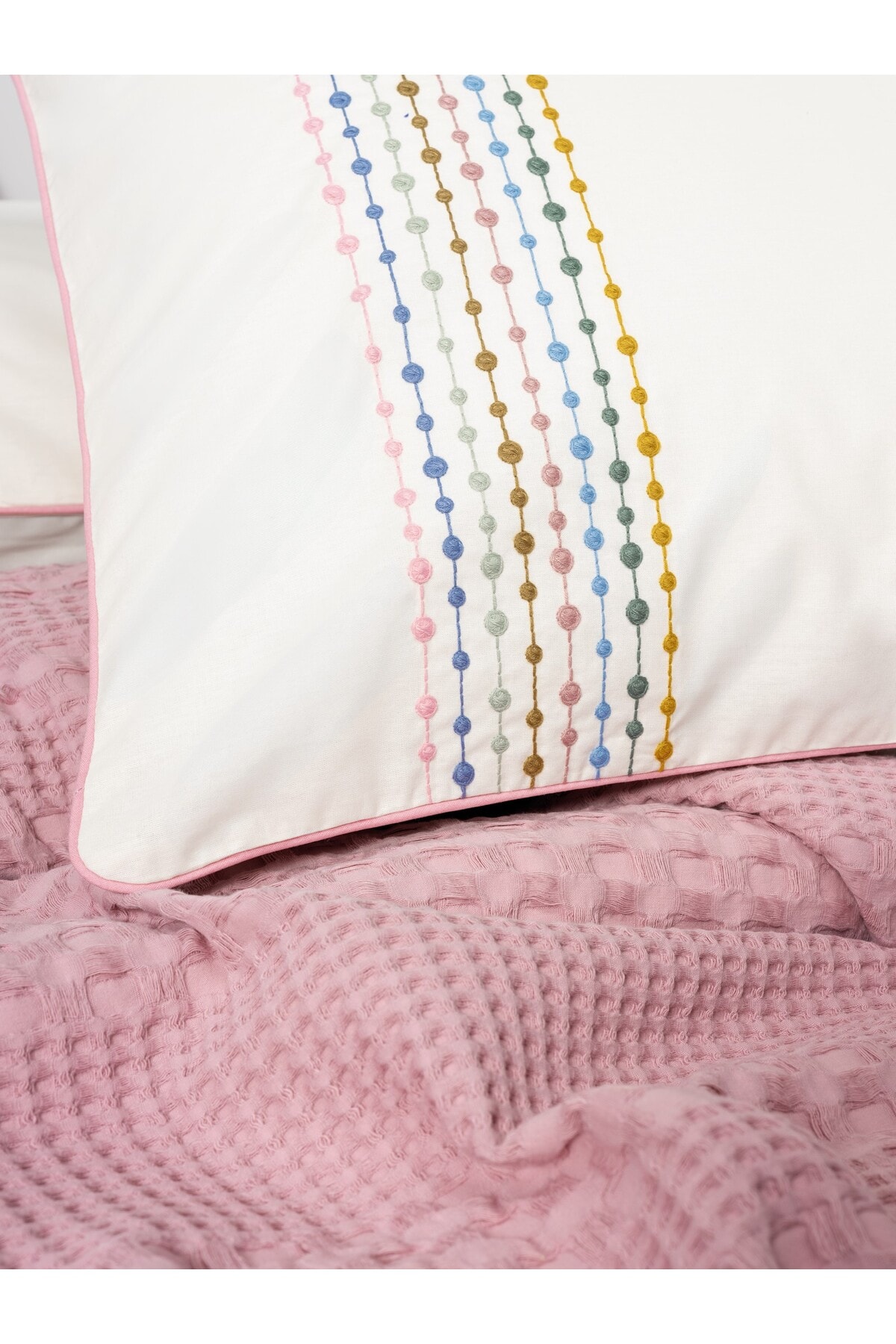 Aura Tek Kişilik Pike Takımı Pebble Pembe