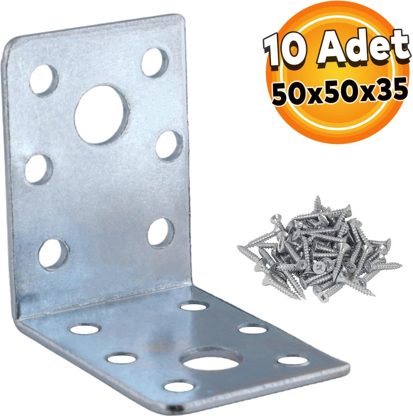 Mobilya Dolap Köşe Bağlantı Sabitleme L Demir Köşebent Gönye 50X50X35 mm (10 Adet)