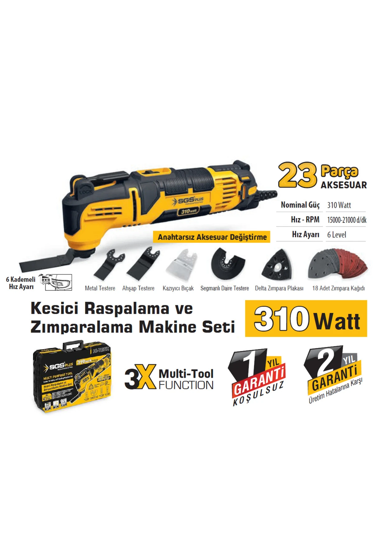 Sgs5255 - 23 Parça Kesici Raspalama Zımparalama Makine Seti 310 Watt - Metal Ahşap Derz Kazıyıcı Kes