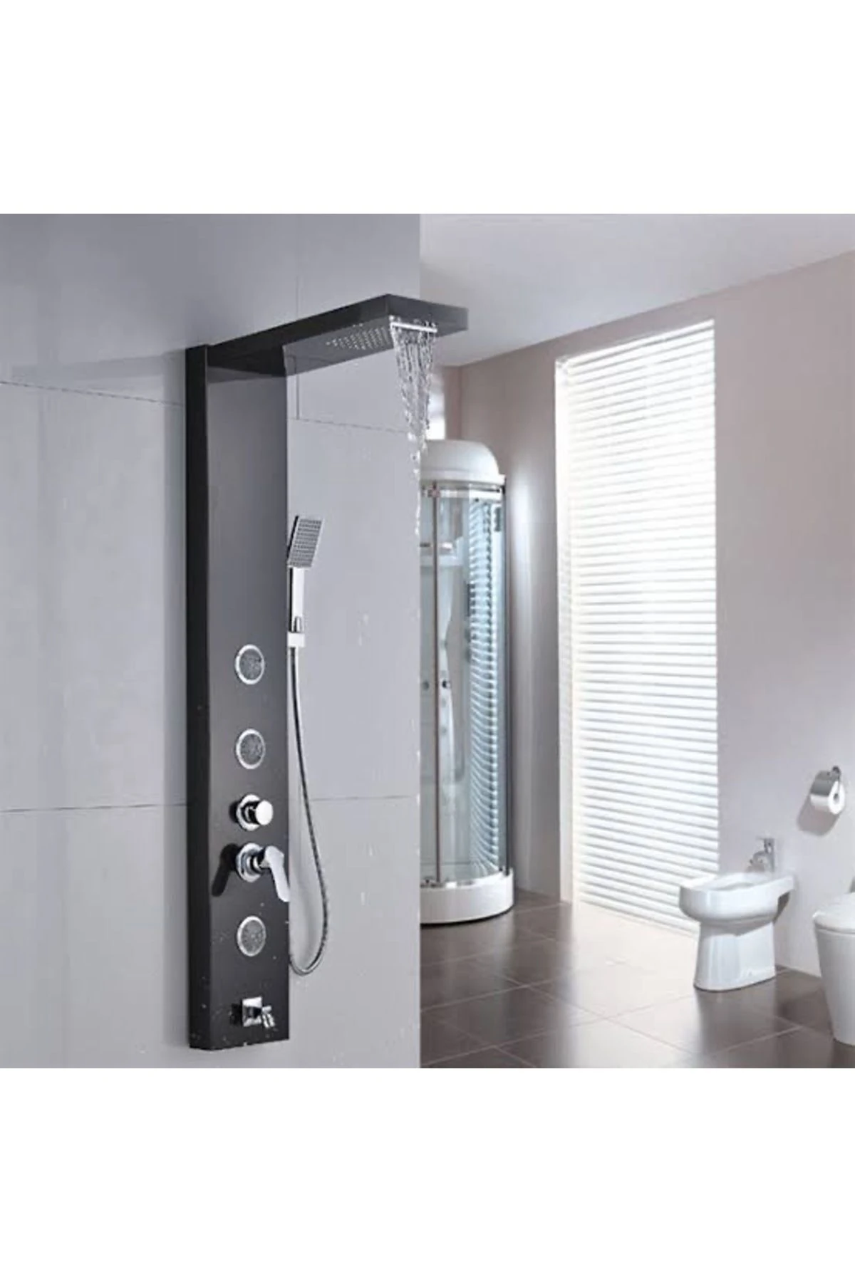 Sam Fırat Antrasıt Duş Paneli, Robot Duş, Duş Başlığı, Dikey Kakuzi , Duş