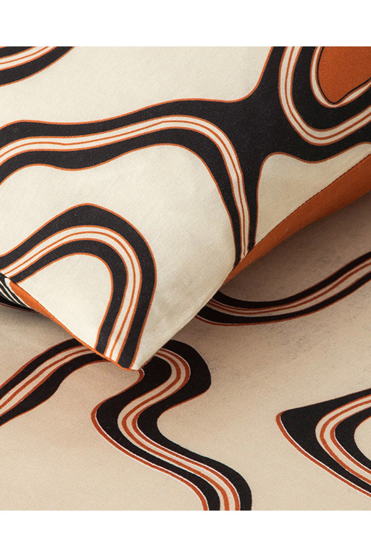 Abstract Art Dijital Baskılı Soft Cotton Çift Kişilik Nevresim Seti Bej