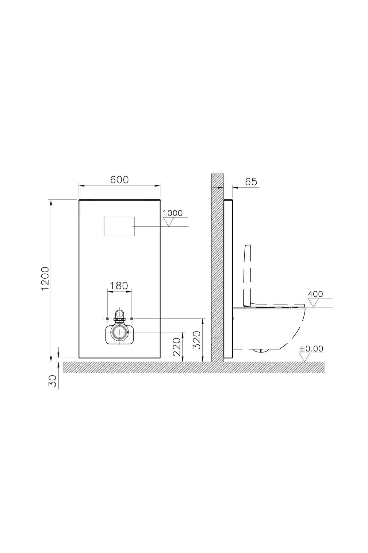 Renoform 773-5060-01 Asma Klozetler Için Taharet Deliksiz Platform, 6 Cm, Açık Gri