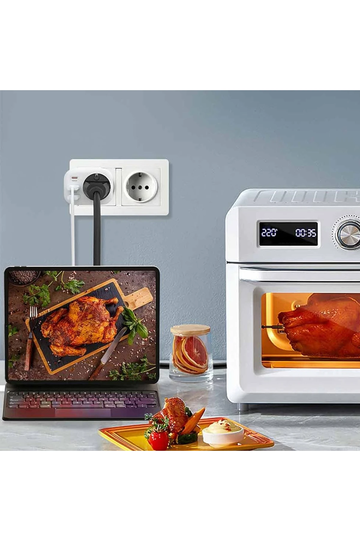 USB Type-C Priz Dönüştürücü Şarj Adaptörü Priz - 2 USB - 1 Type-C Girişli Çoklu Fiş