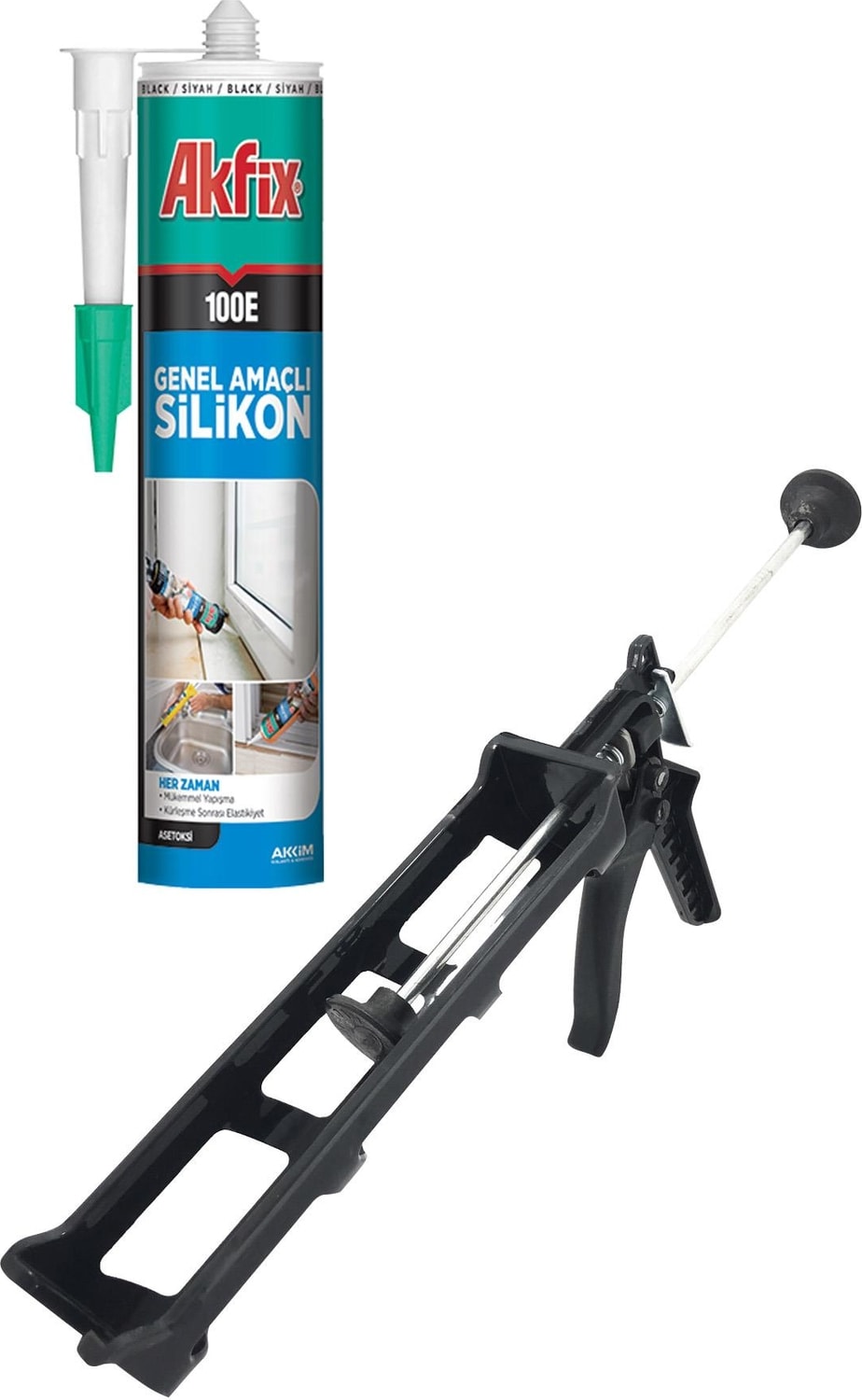 100E Genel Amaçlı Şeffaf Silikon 280ML + Silikon Tabancası