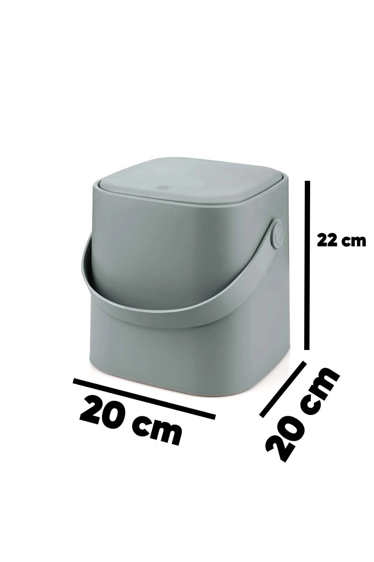 Tutma Saplı Iç Kovalı Tezgah Üst Mutfak Çöp Kovası 4 Lt - Gri