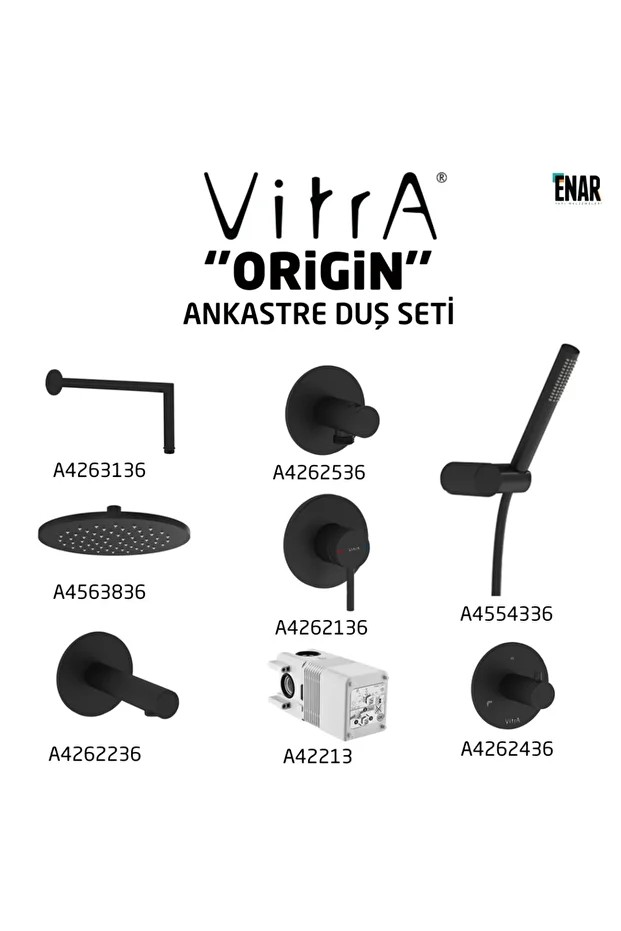 Origin Ankastre Duş Seti - Mat Siyah - 8 Parça