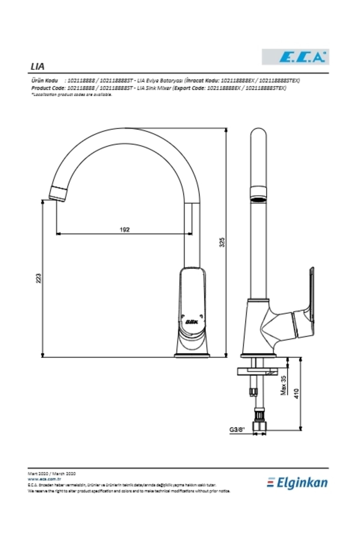 Lia Eviye Bataryası Kuğu Borulu