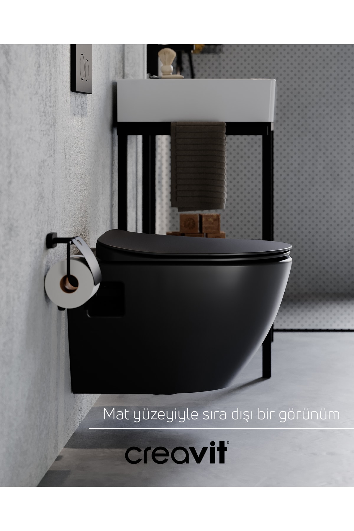 Free Rim-Off Duroplast Yavaş Kapanan Klozet Kapaklı Kömür Karası Set