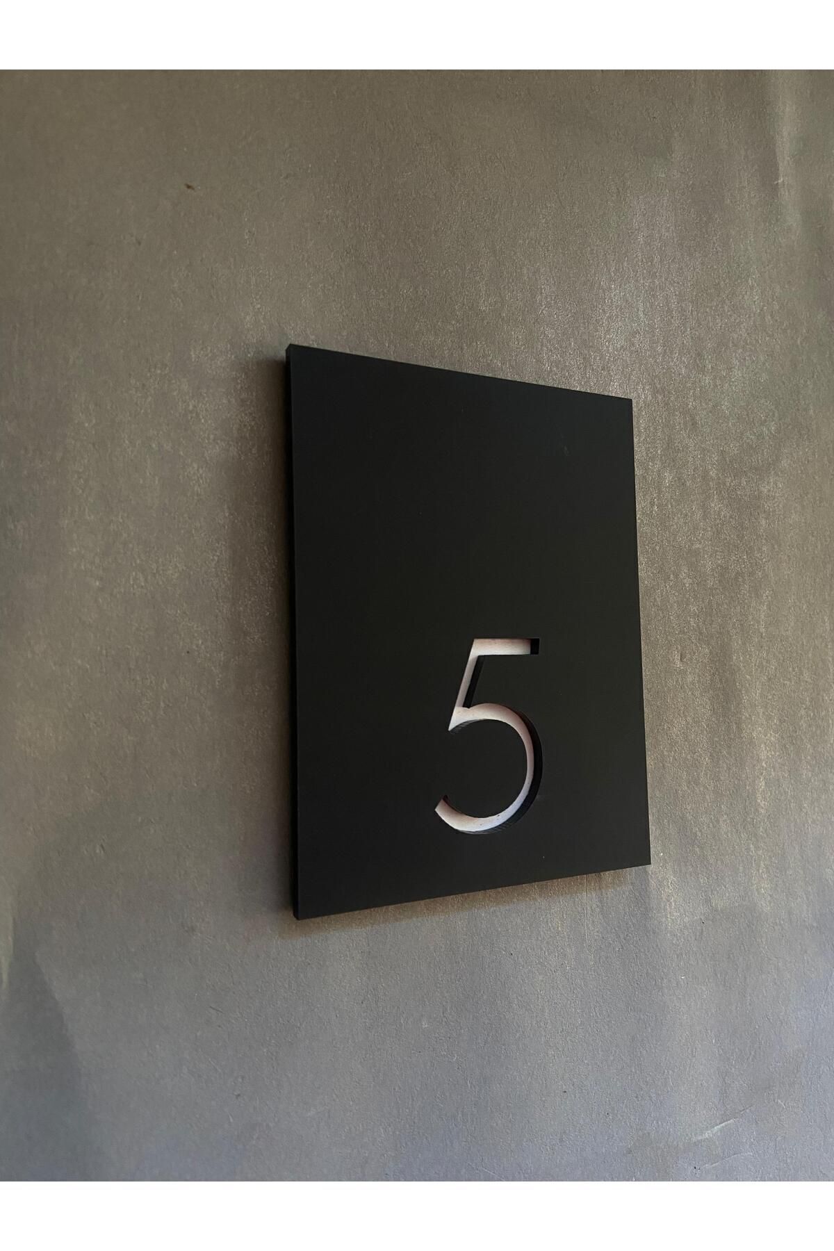 Siyah Mat Kapı Numarası Apartman, Otel, Apart Kendinden Yapışkanlı Uzun Ömürlü 12x8 Cm