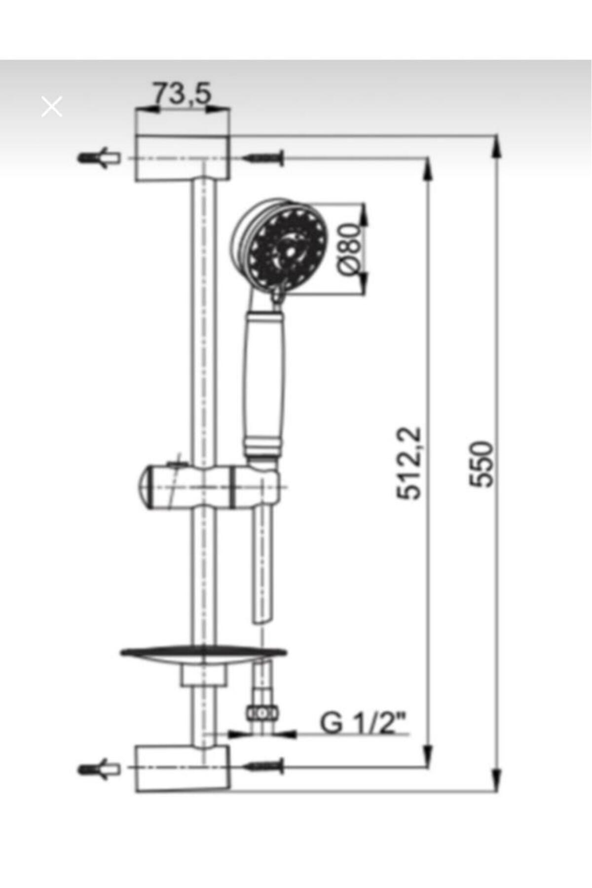 Sürgülü Duş Seti 1.Kalite Krom Kaplama 5 Fonksiyonlu Duş Başlığı 60cm Metal Tij Boru Şeffaf Sabunluk