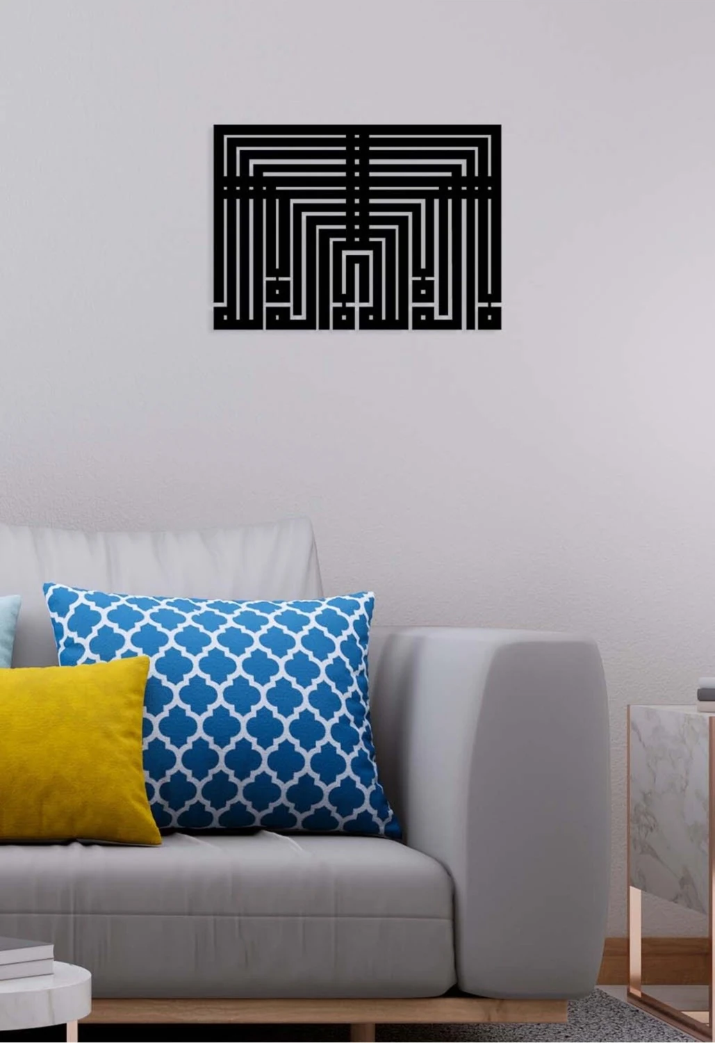 -Ya Allah Islami Metal Tablo - Islami Ev Dekorasyonu - Dini Duvar Tabloları - 15 X 80 - Cm - Sıyah-Islm-193