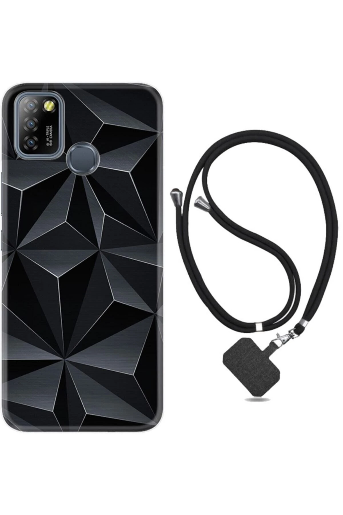Infınıx Smart 5 Kılıf Silikon Ipli Boyun Askılı Desenli Prizmalar 1782