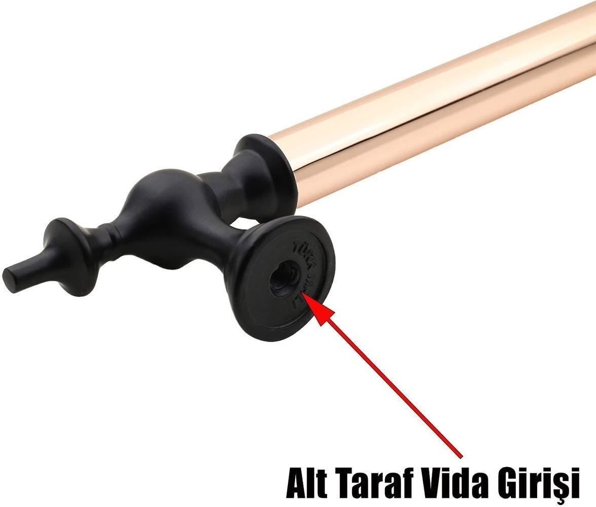 Sürgülü Kapı Çekme Kolu, Çelik, Bakır, Siyah, 30 Cm, Dayanıklı, Şık Tasarım