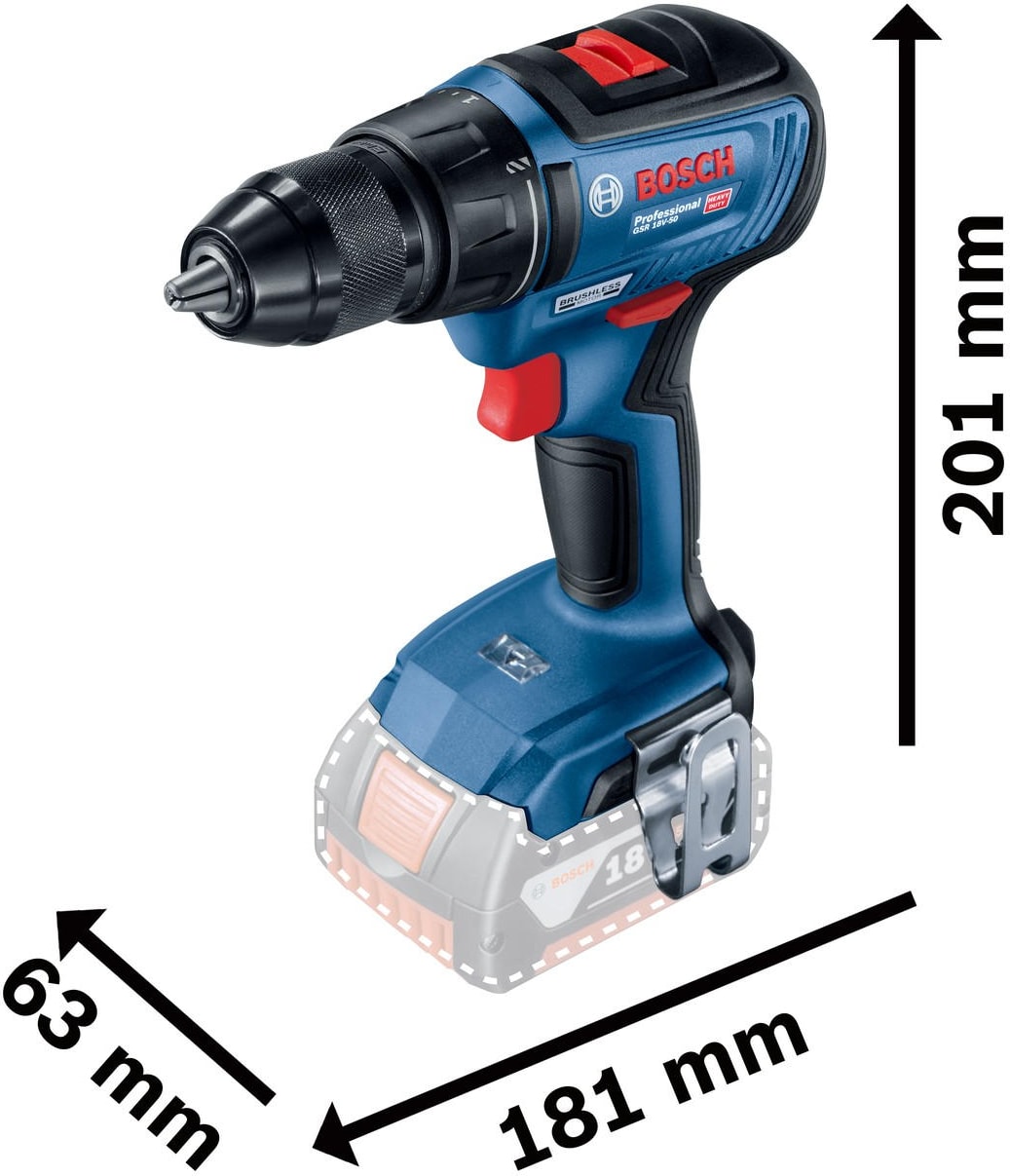 BOSCH Gsr 18V-50 Professional Akülü Delme/vidalama (Akü ve Şarj Cihazı Dahil Değil) - 06019H5006