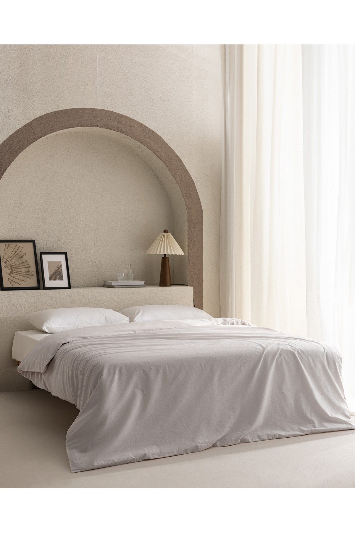 Manon King Size %100 Pamuk Ranforce Düz Nevresim - Taş