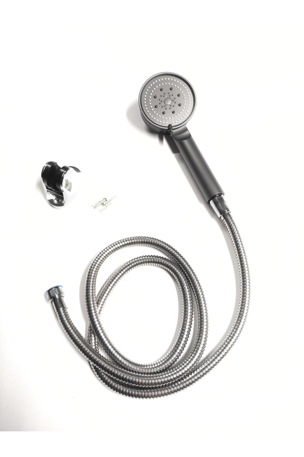Fonksiyonlu Banyo Duş Başlığı Seti Fiskiyesi Telefonu Alfa Seri Antrasit