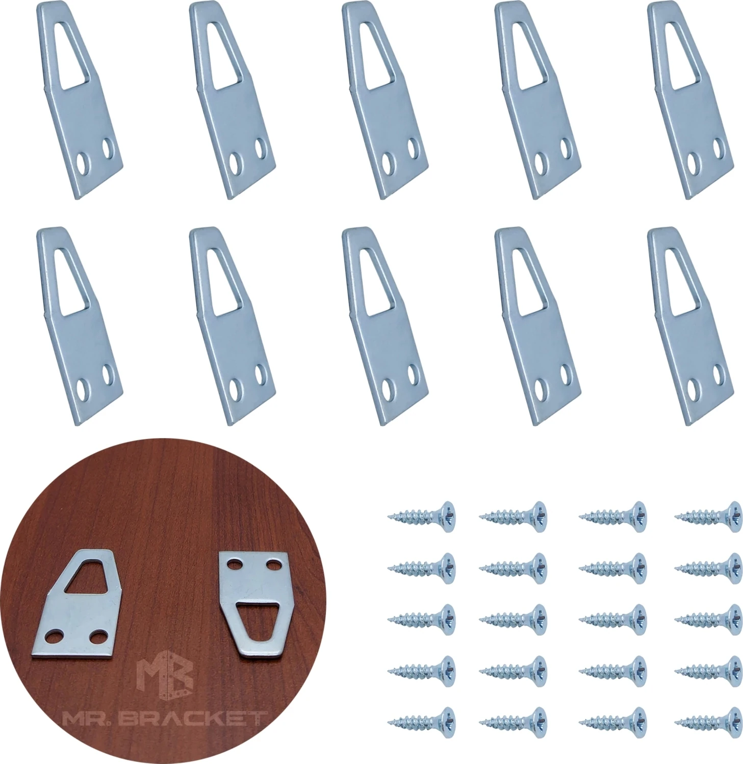 10 Ad. Tablo Kancası Düz Model - Metal Çerçeve Askısı Aparatı - Vidalı Fotoğraf Resim Asma Kancası