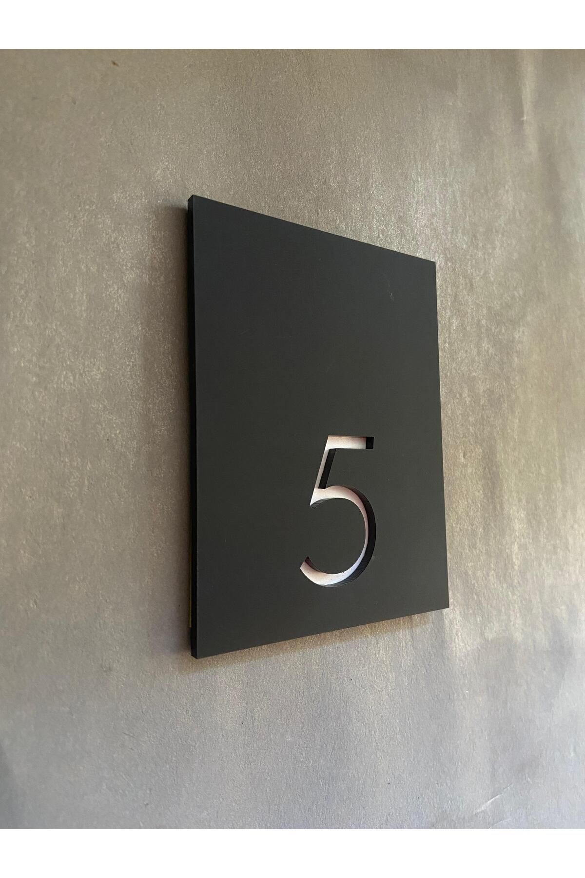 Siyah Mat Kapı Numarası Apartman, Otel, Apart Kendinden Yapışkanlı Uzun Ömürlü 12x8 Cm