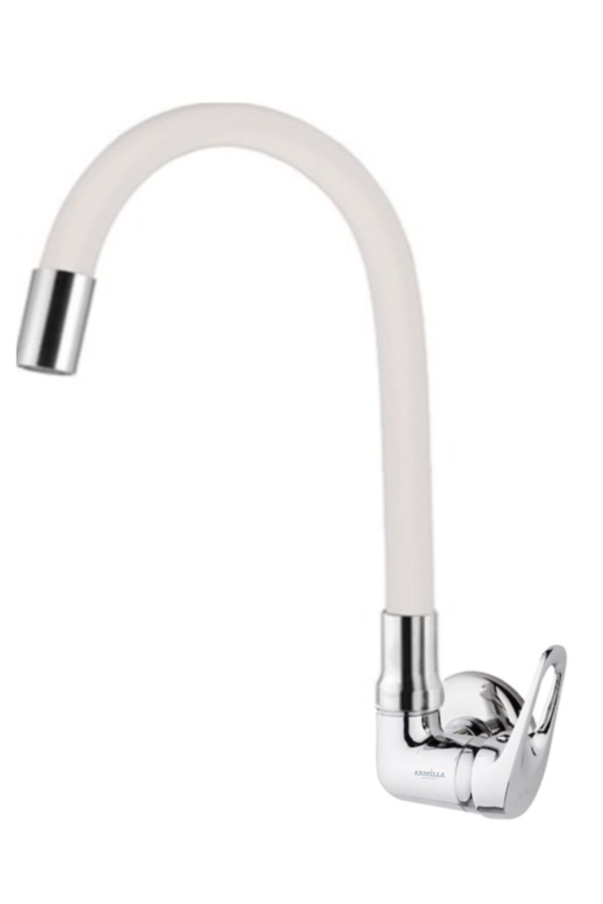 Beyaz Hareketli Borulu Duvardan Tek Su Çıkışlı Aç Kapa Banyo Lavabo Ve Mutfak Bataryası