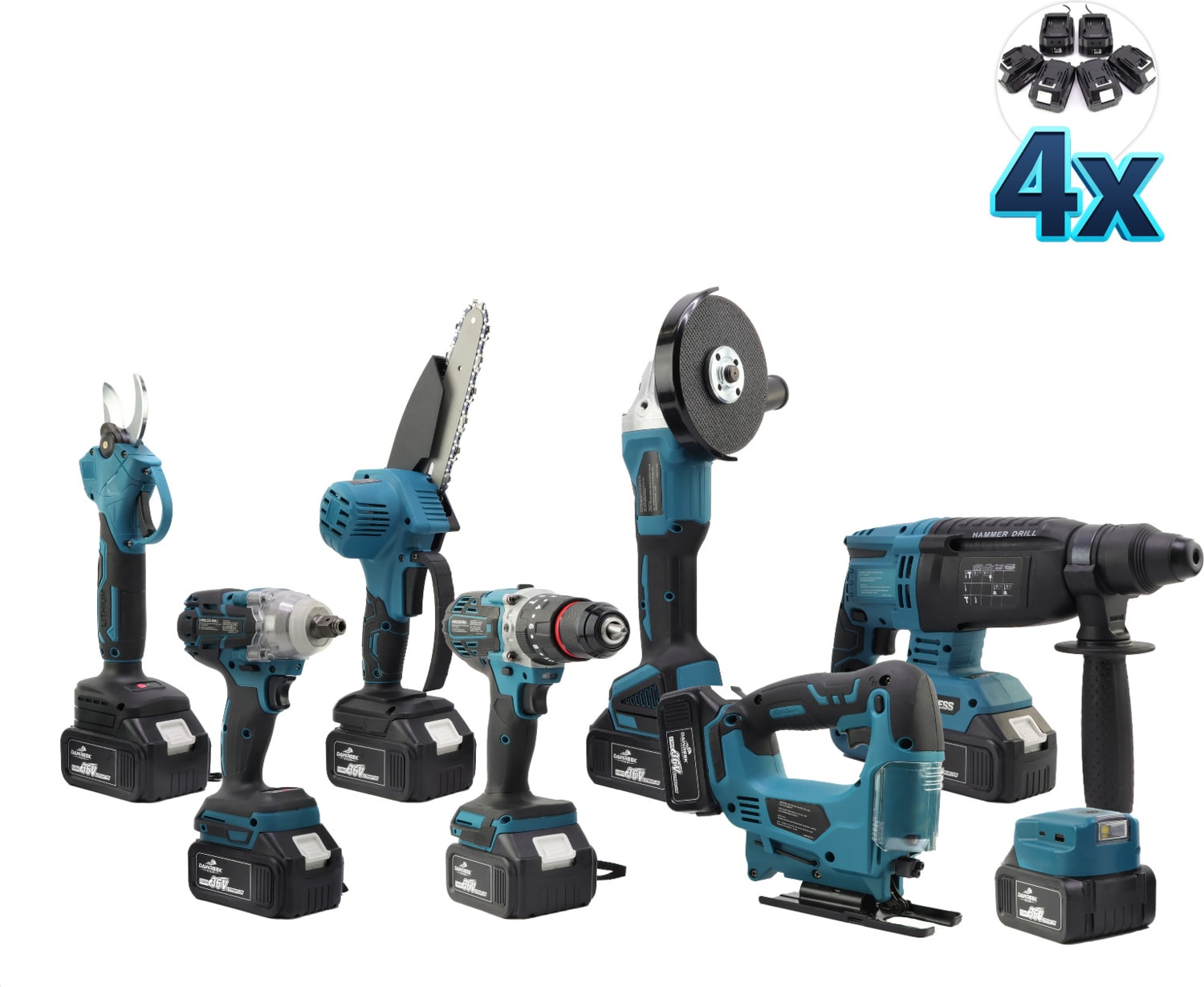 8'li Set Somun Sıkma - Dekupaj - Taşlama - Vidalama - Hilti - Dal Budama - Dal Kesme - Akü Dbml