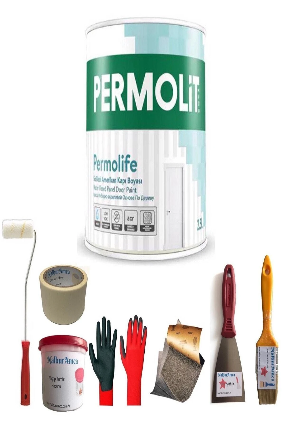 Permolife Su Bazlı Amerikan Kapı Boyası 2.5 Lt (8 PARÇA SET İLE)