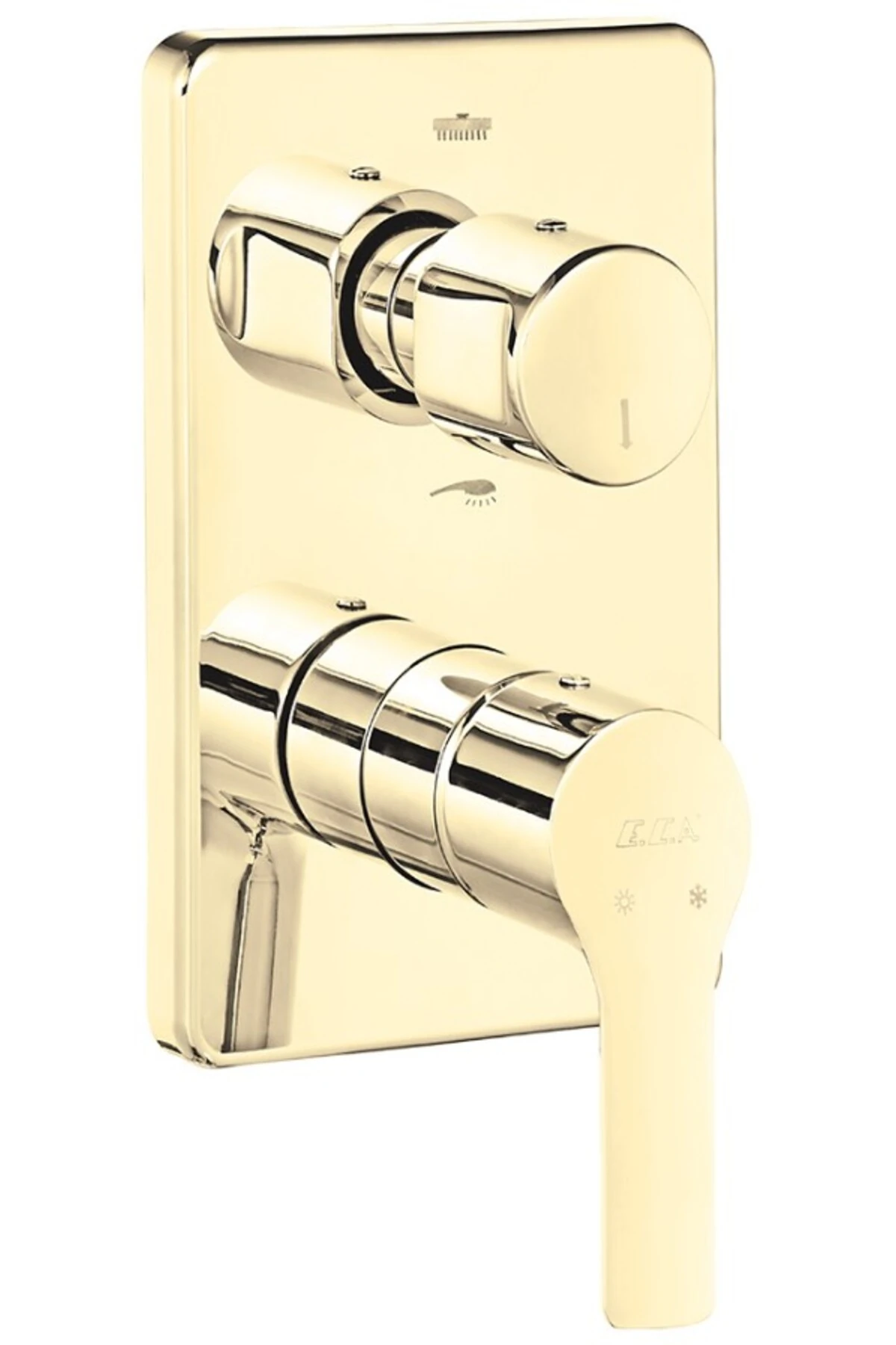 Luna Ankastre 2 Yollu Gömme Banyo Bataryası Altın Renkli Duş Seti Tüm Parçalar Dahil Tavandan