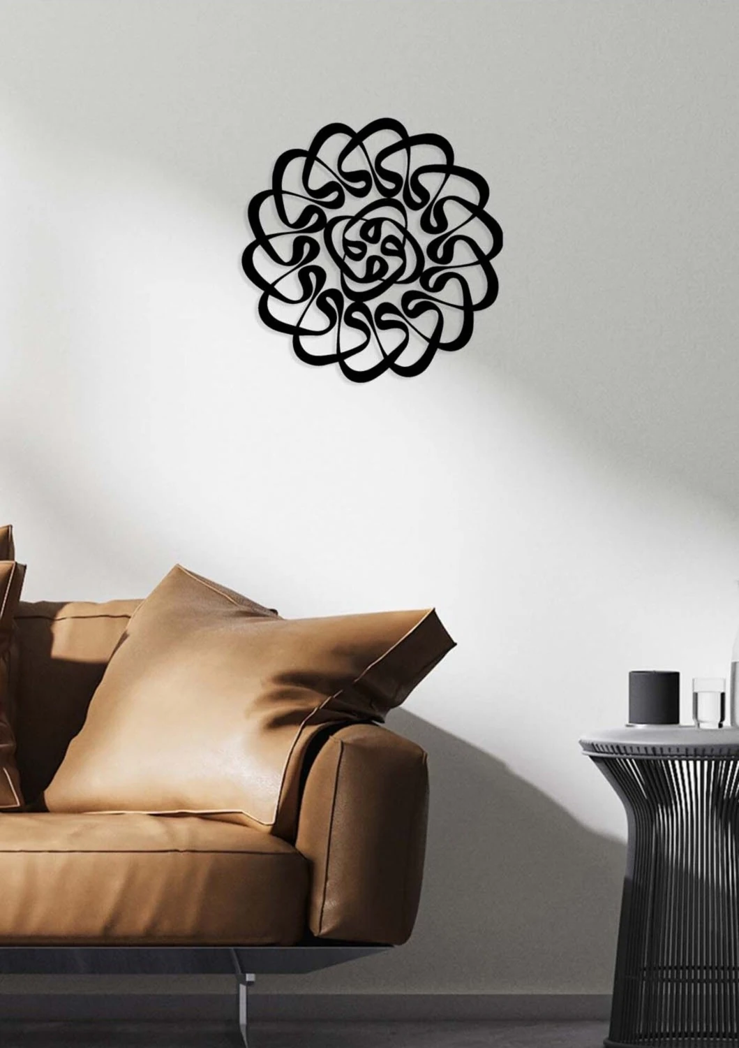 -Vav Harfi Islami Metal Tablo - Islami Ev Dekorasyonu - Dini Duvar Tabloları - 50 X 50 - Cm - Sıyah-Islm-123