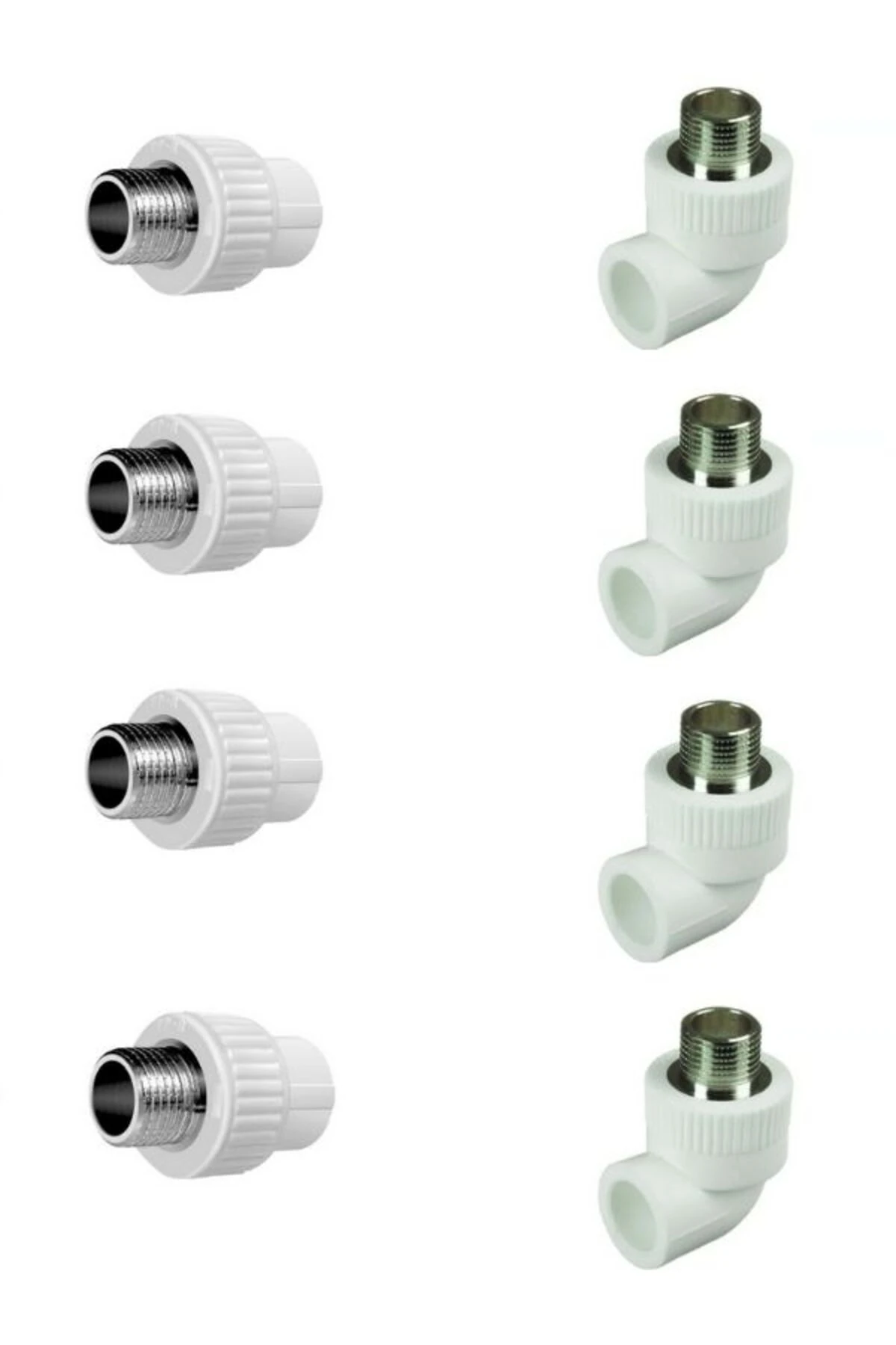 Erkek Nipel ve Dirsek 20x1/2 Dış Dişli 4 Nipel 4 Dirsek