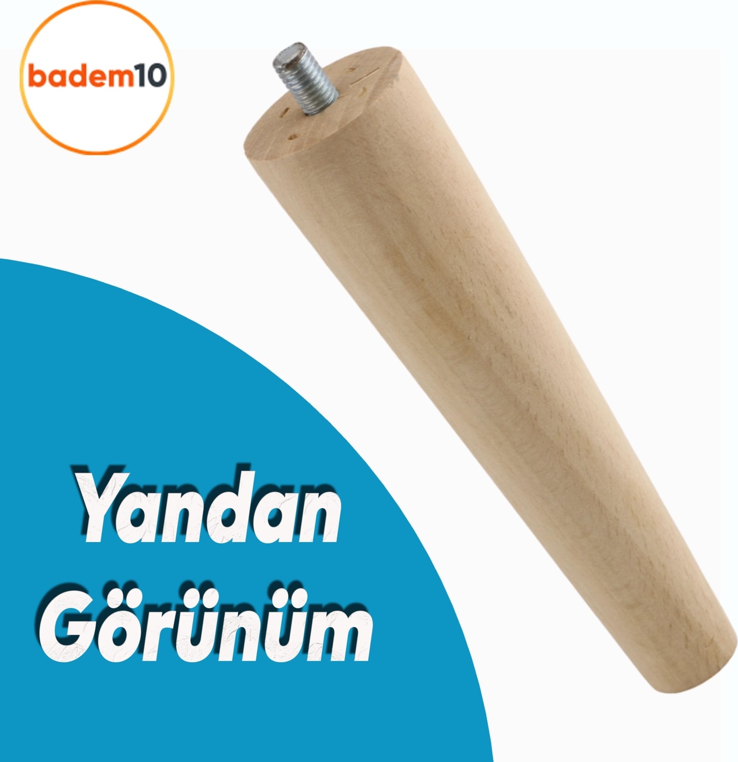Ahşap (15 CM) Mobilya Koltuk Kanepe Ayağı Ayakları M8 Civatalı Bağlantı Aparatlı 4'lü Set