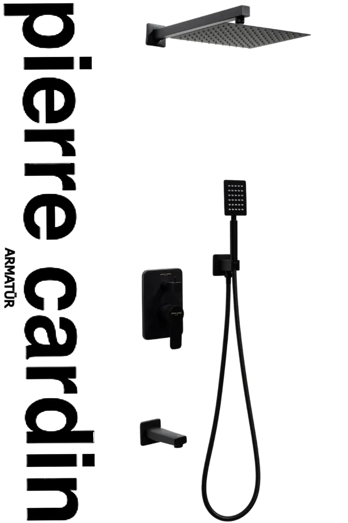 Ankastre Kare Duş Seti Siyah – Yağmur Başlıklı Duş Sistemi